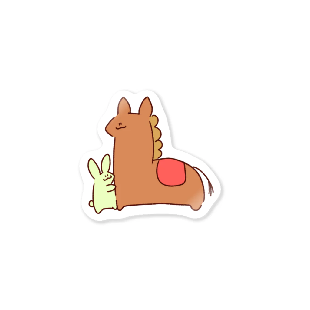 ごんぶとごぼうのおうまとうさぎ Sticker