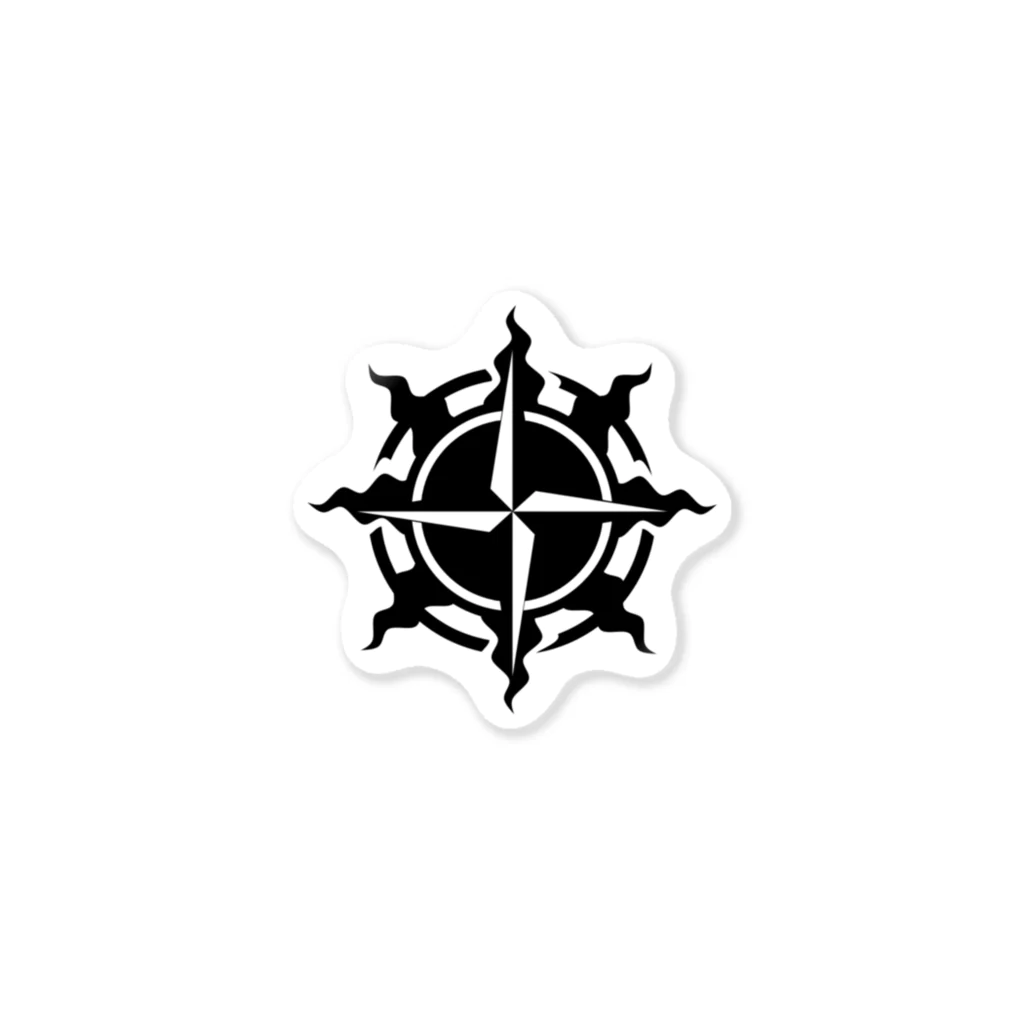 杜の魚の紋章・太陽（コンパス） ステッカー
