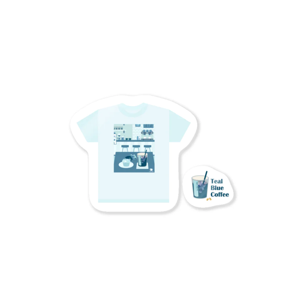 Teal Blue Coffeeのアイスコーヒーをどうぞ　～常連さんのTシャツ～ ステッカー