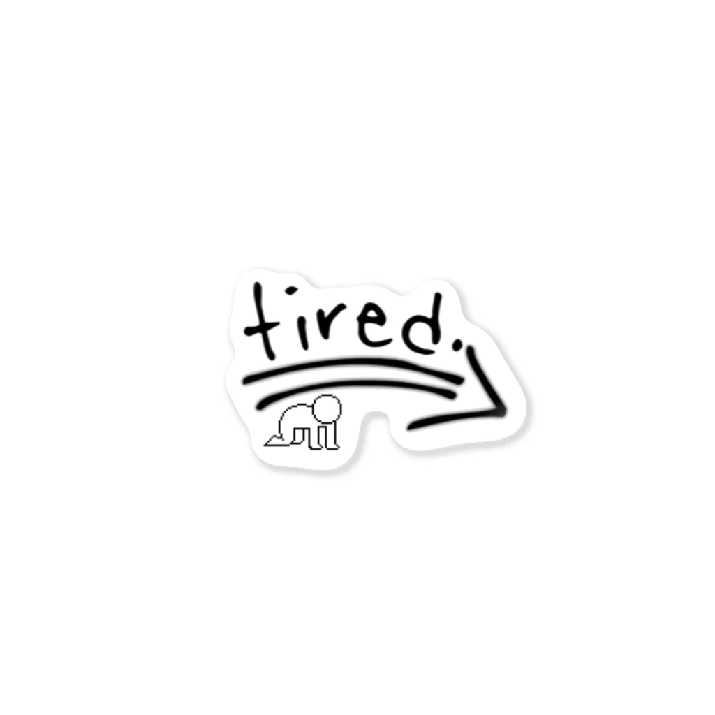 tired.のtired. おつかれロゴ ステッカー