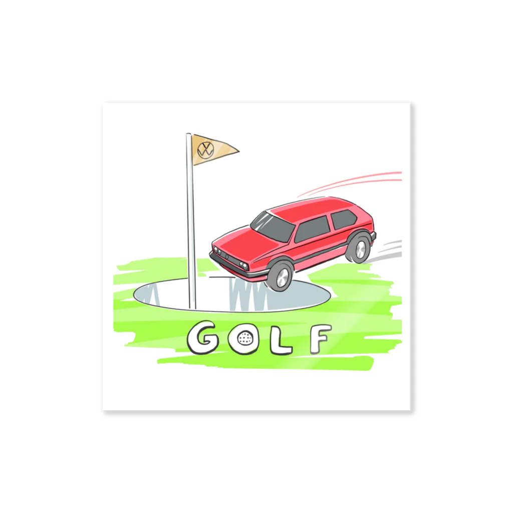 ジョンの乗り物イラストのGOLF Sticker