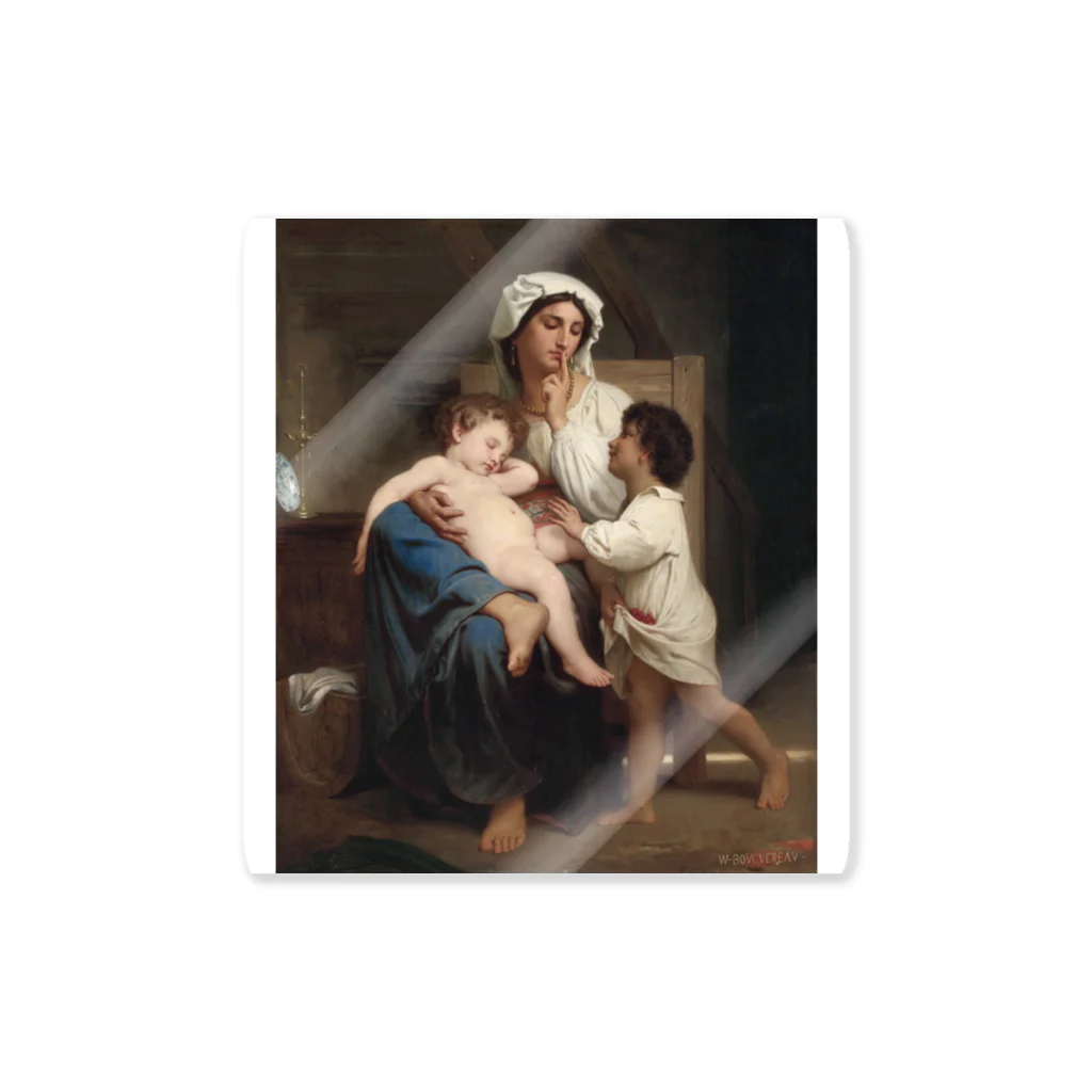 世界の絵画アートグッズのウィリアム・アドルフ・ブグロー《眠り》1866年 ステッカー