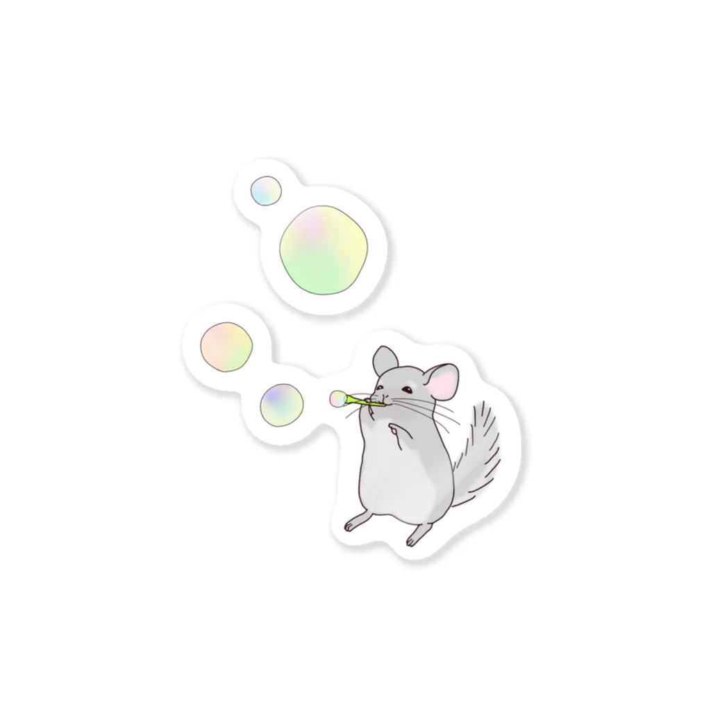 ぴーちゃん(*´꒳`*)のシャボン玉で遊ぶチンチラ Sticker