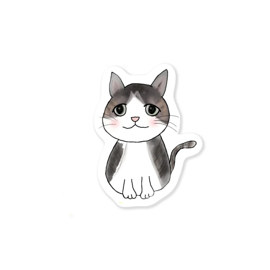 三度の飯よりの猫ぐらし(髭あり) Sticker