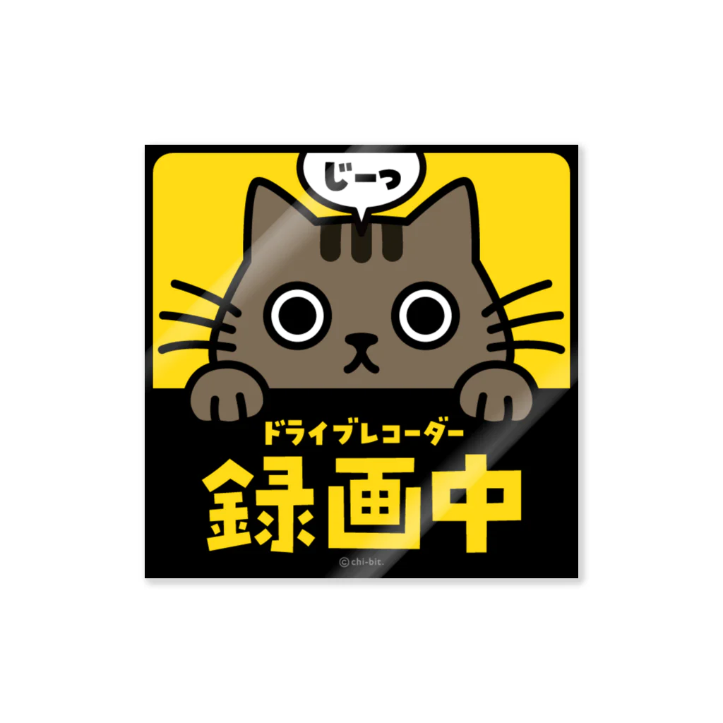 chi-bitのじーっとみる猫・ドライブレコーダー録画中！（キジトラ） Sticker