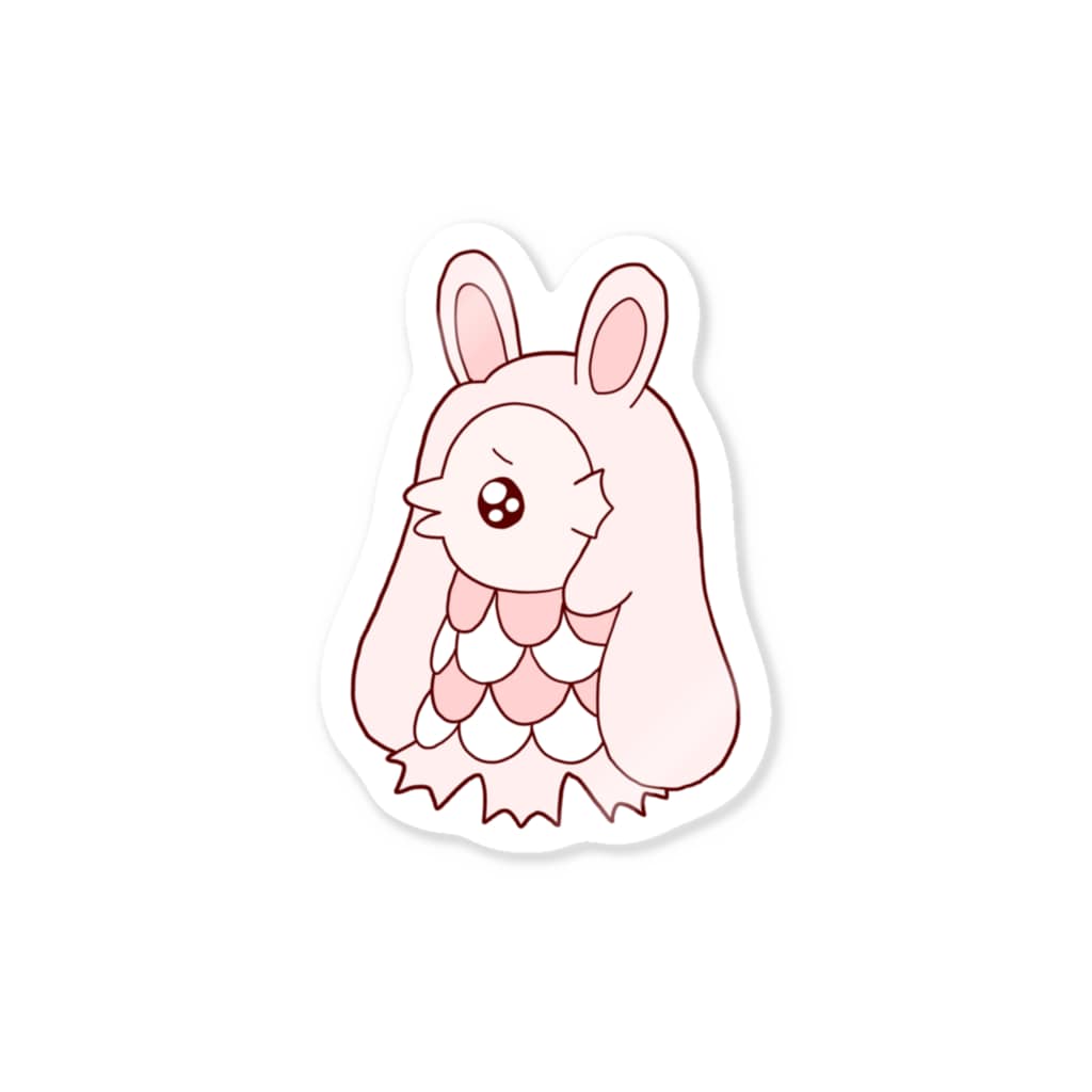 かわいいもののおみせ　いそぎんちゃくのぴえんうさ耳アマビエ　文字なし Sticker