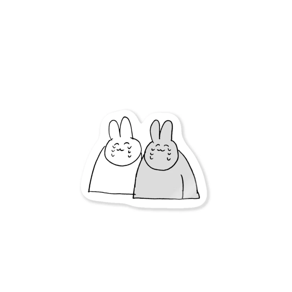 ウサギの白黒ウサちゃんず(嬉し泣き) Sticker