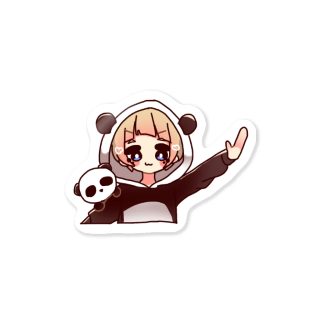 可愛い屋さんのパンダパーカーの女の子 Sticker