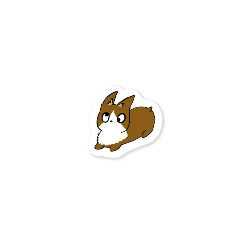 もぐもぐパルプの斜視の犬（茶） Sticker