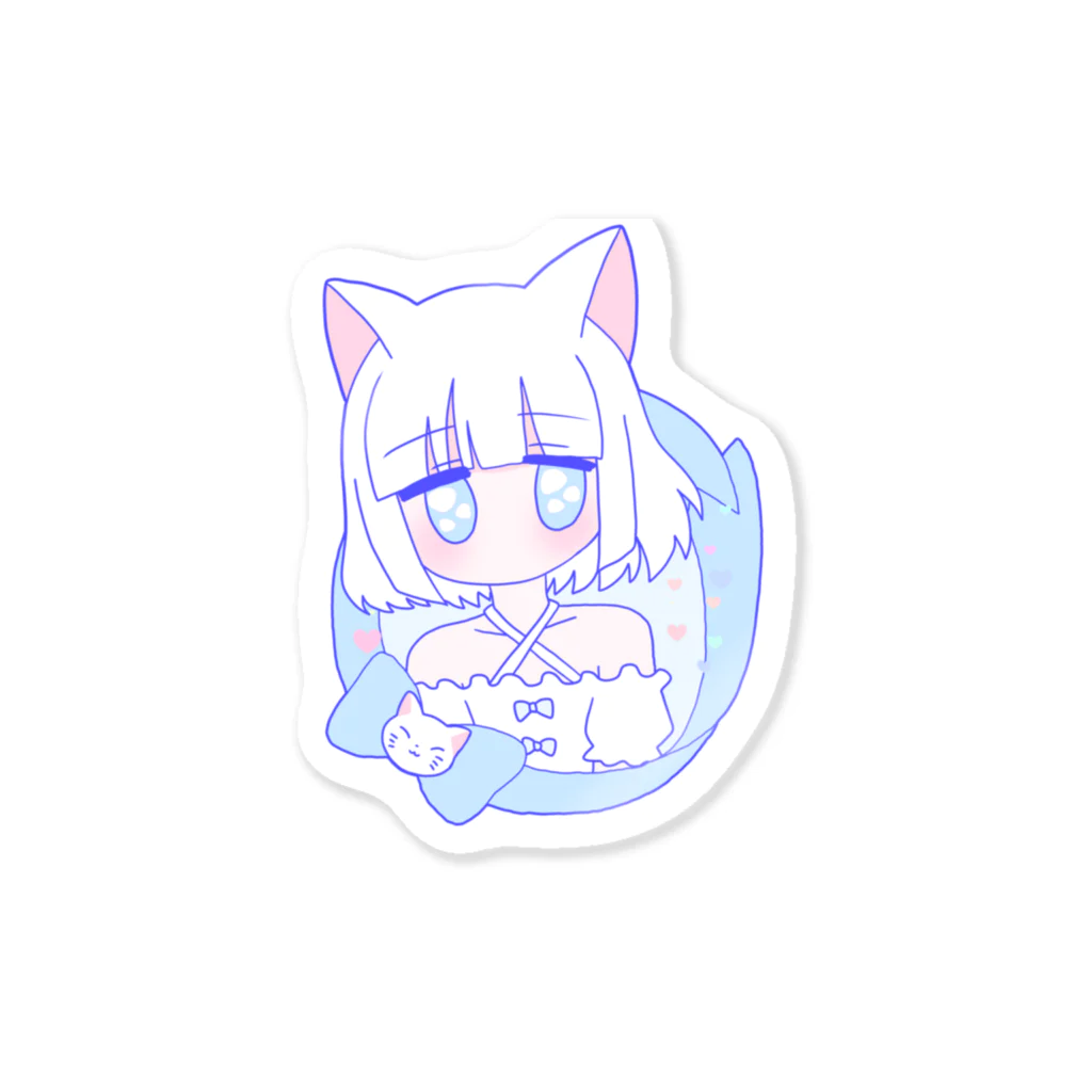 かわいいもののおみせ　いそぎんちゃくの白猫ちゃん🐈 Sticker