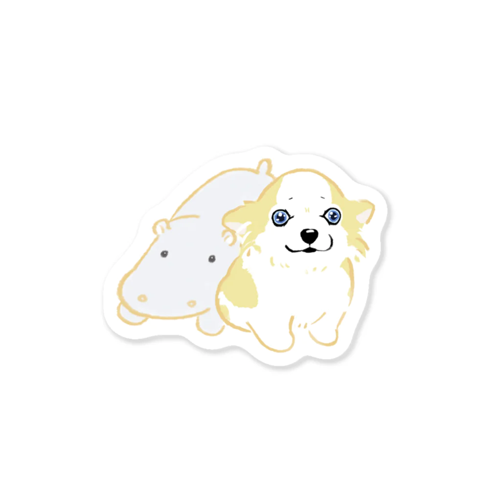 遥ん/犬顔絵　のシーさんとカバさん Sticker