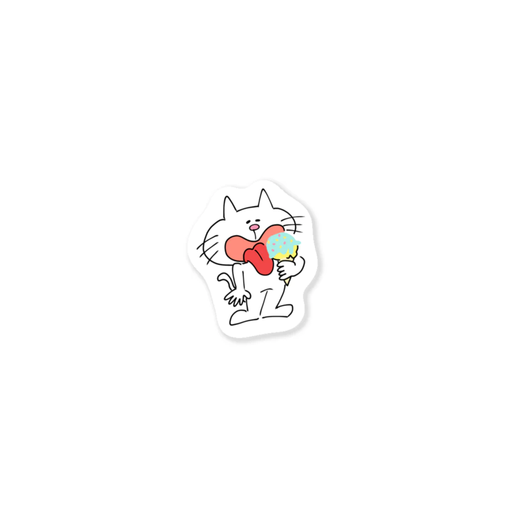 かまねりショップのアイスぺろぺろネコ Sticker