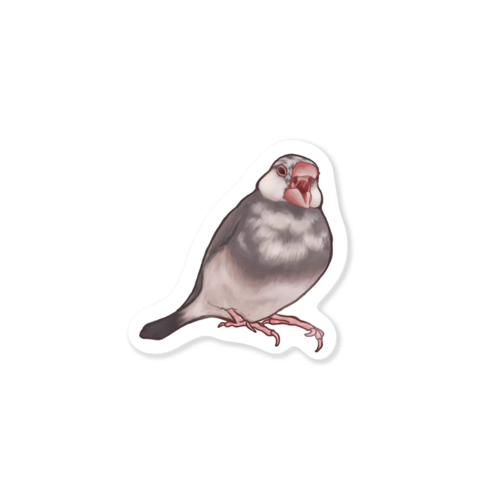 つぶつぶみかんの文鳥のあくび Sticker