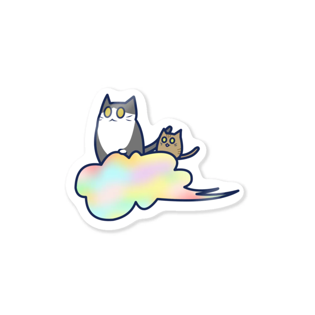 cosmicatiromの五色の雲と二匹の猫 Sticker