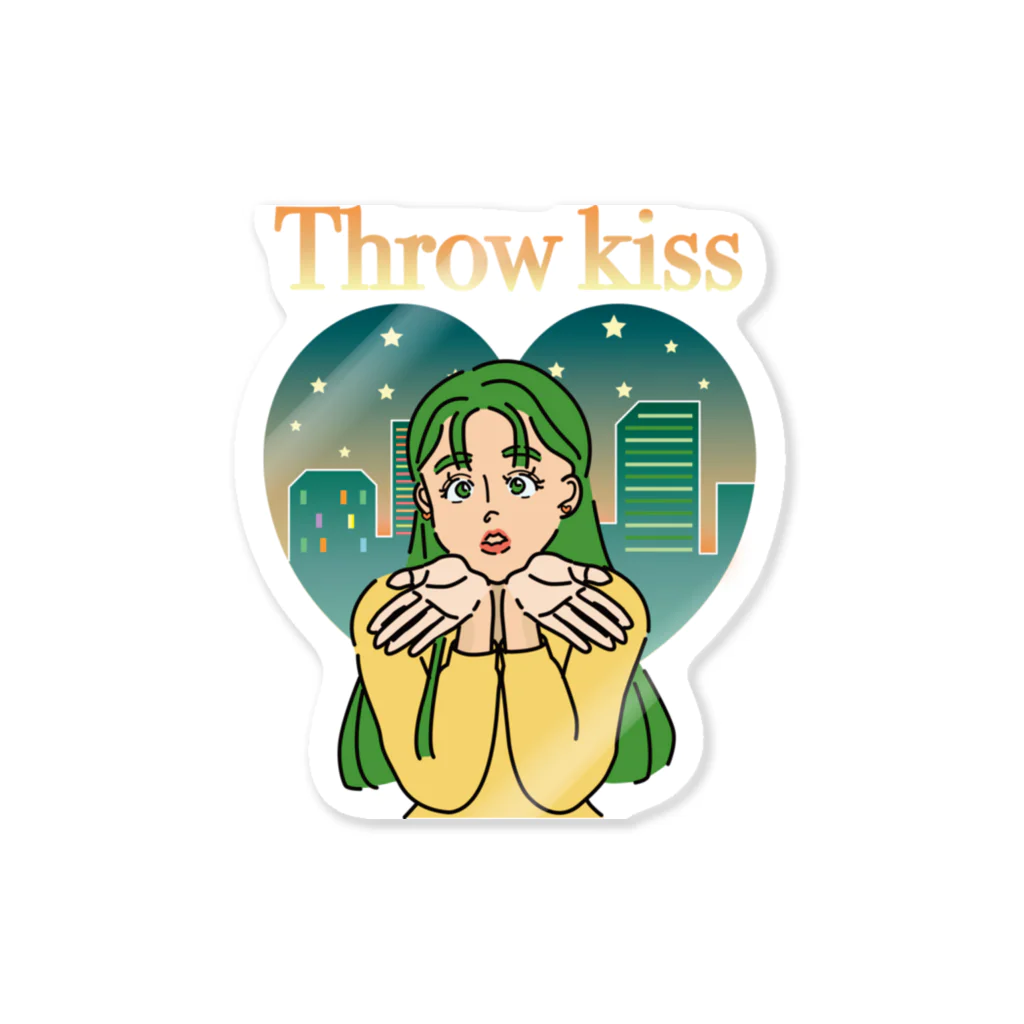 TSUKIKOU SHOP の投げキッス女の子 Sticker