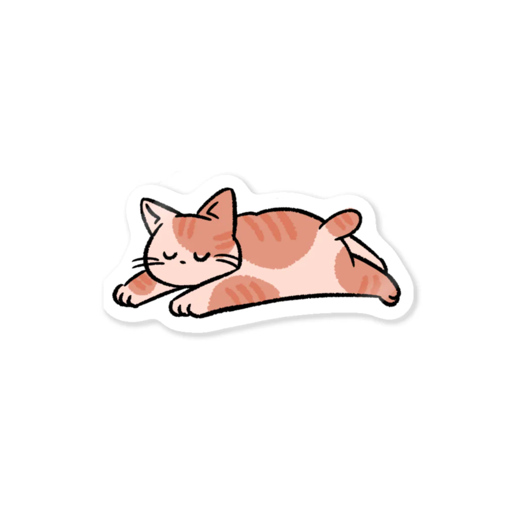 ごんてつ美術部のねてるねこ　茶色い子 Sticker