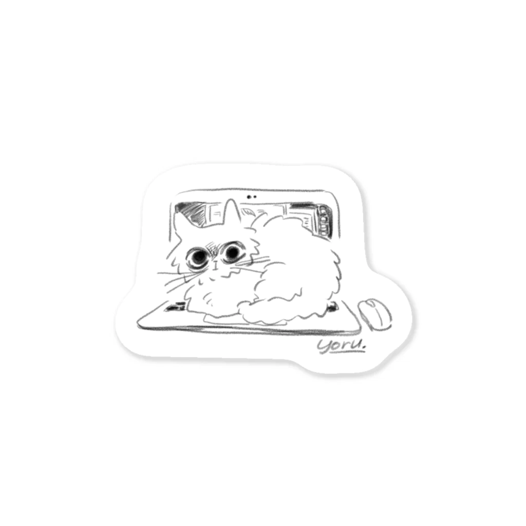 yoruの目が怖い猫パソコン Sticker