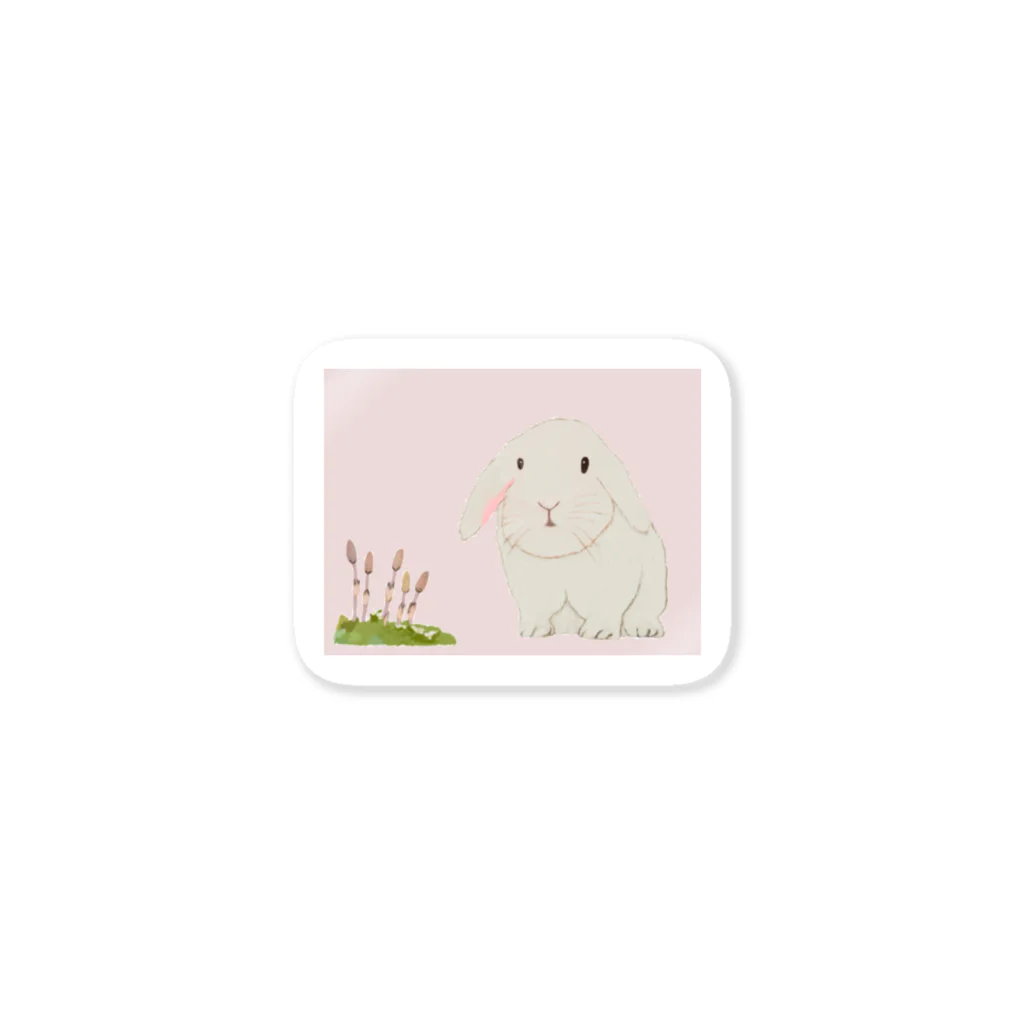 ホームタウンスター　Hometown Star のうさぎとつくし(アッシュピンク)　Rabbit and Horsetails （Ash Pink） Sticker