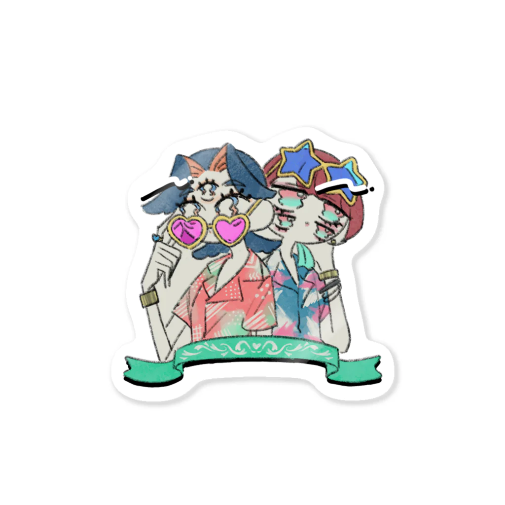 最弱の巣の三ツ目ちゃんと四ツ目ちゃん(SUMMER) Sticker