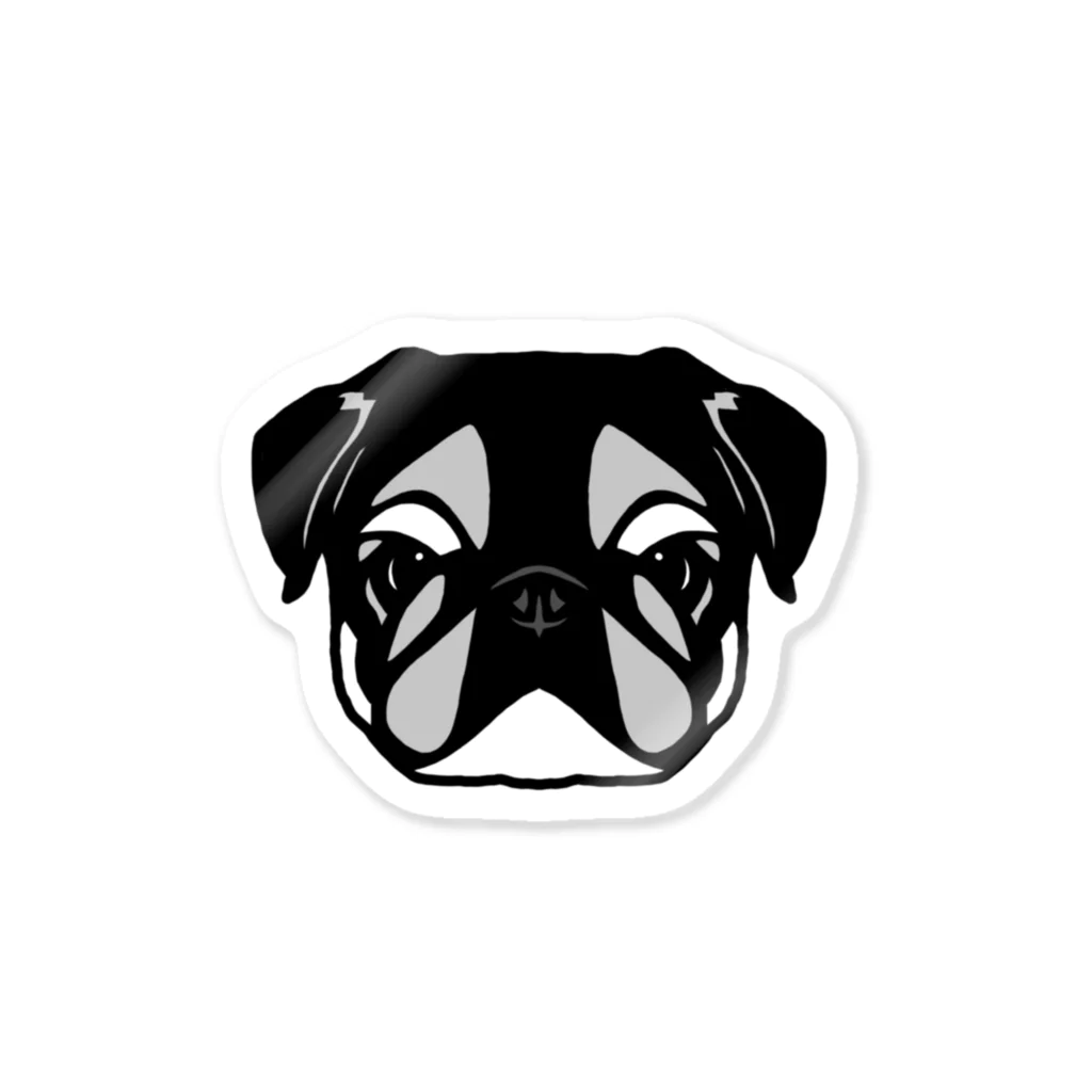 PugPug_SHOの黒パグ_シンプルver. ステッカー