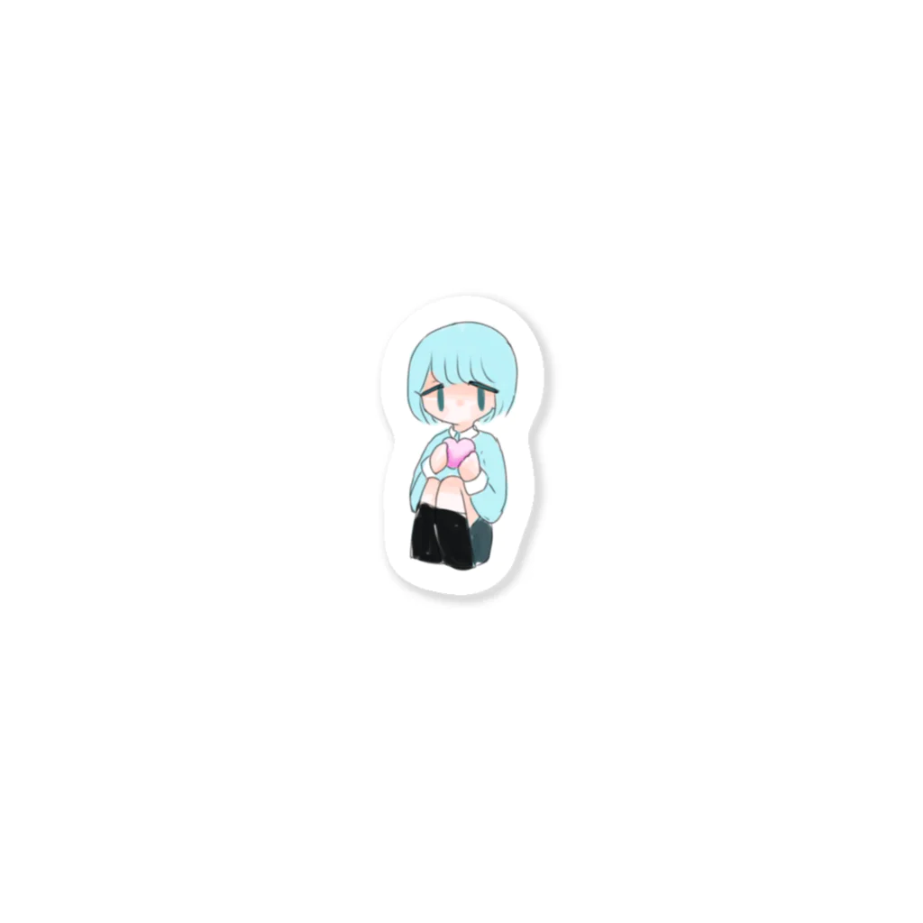 なの水色の女の子ステッカー Sticker