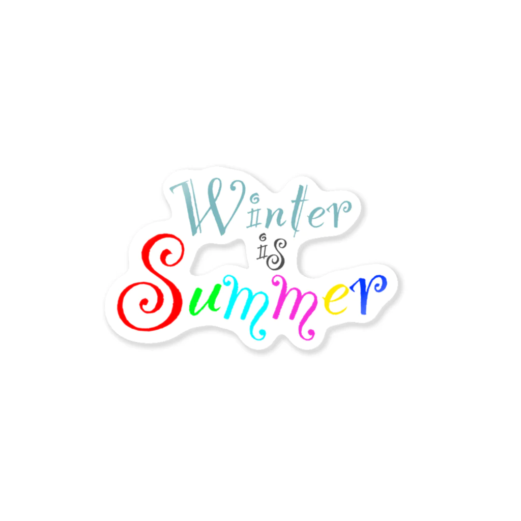 みんなの縁側 王丸屋のWinter is Summer 黒 Sticker