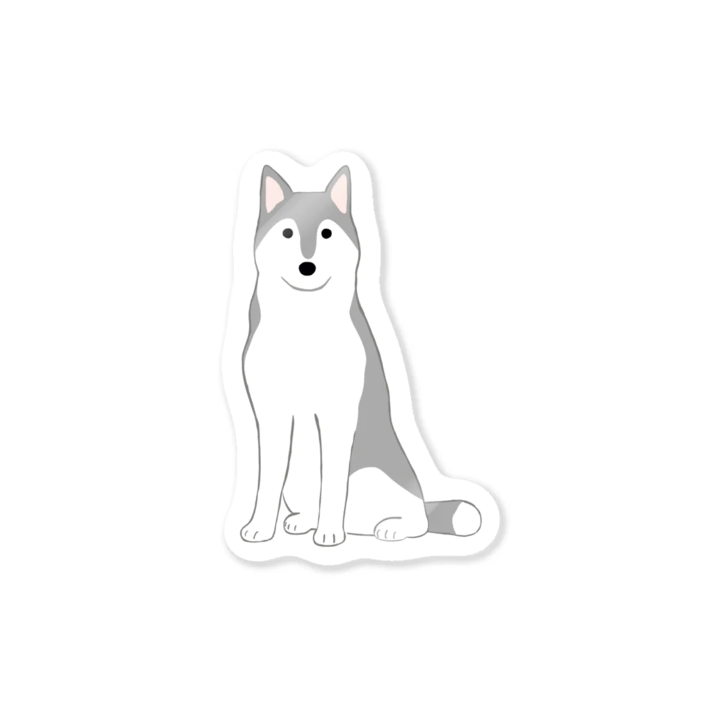 ゆいたっく／犬イラストのシベリアンハスキー ステッカー