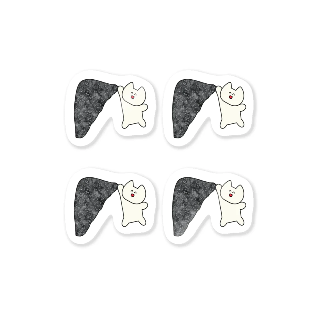 岩と猫の岩登り猫ちゃんステッカー（ミニ） Sticker