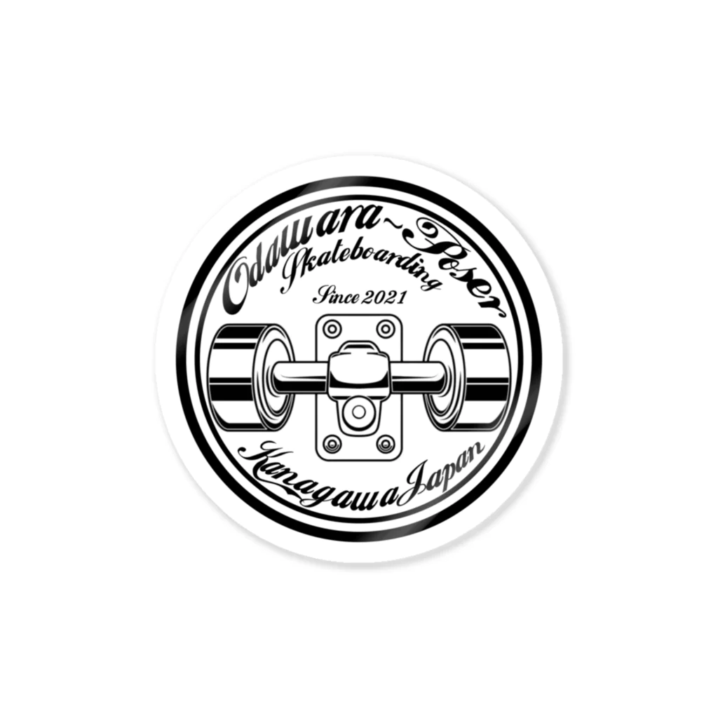 ODAWARA POSER SKATEBOARDINGのODAWARAPOSER丸ロゴ(トラック) Sticker