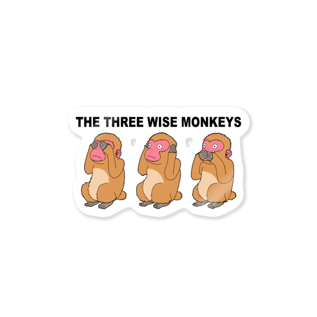 むつ さとしのTHE THREE WISE MONKEYS ステッカー