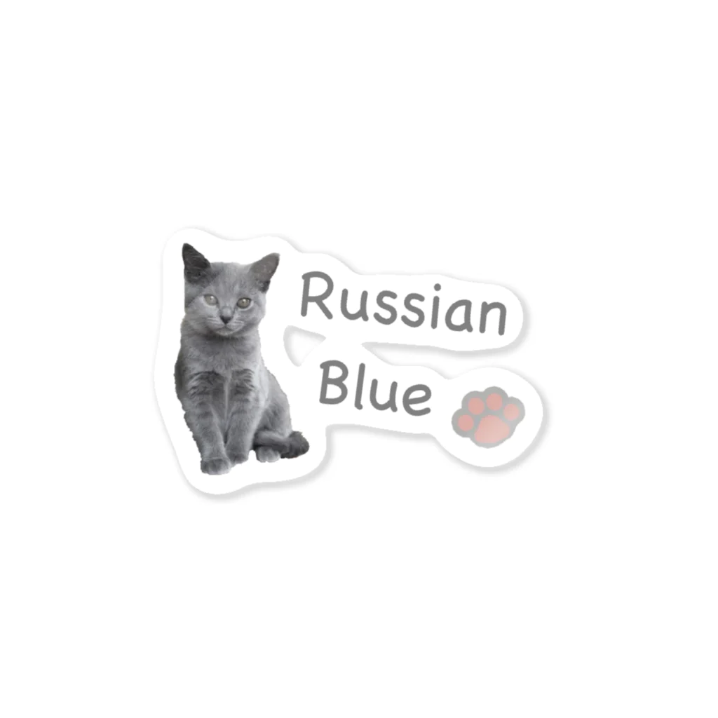 サバミケ、茶トラ、鍵しっぽ。のロシアンブルーの仔猫グッズ Sticker