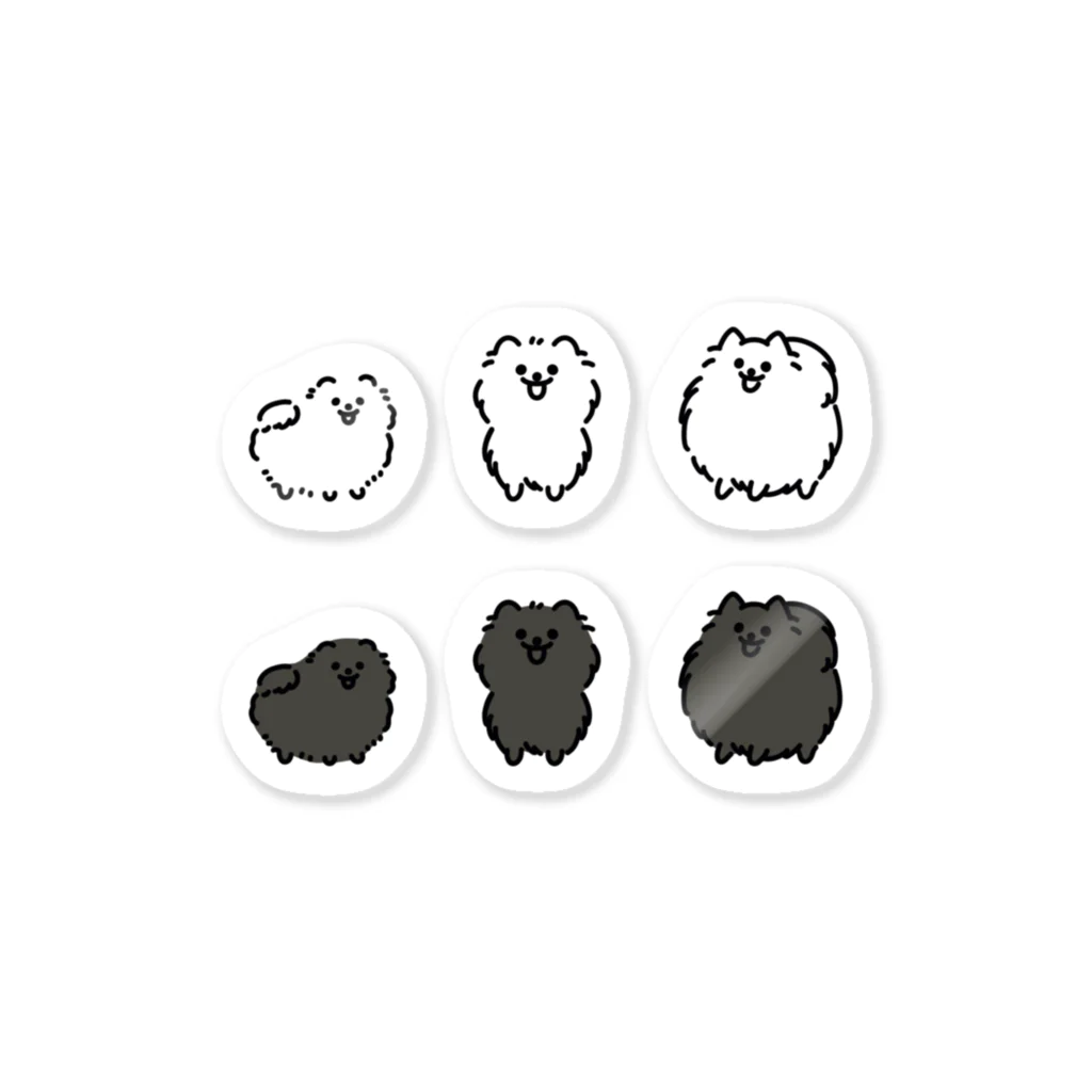 ポメラニアンだよのポメちゃん(しろ・くろ) Sticker