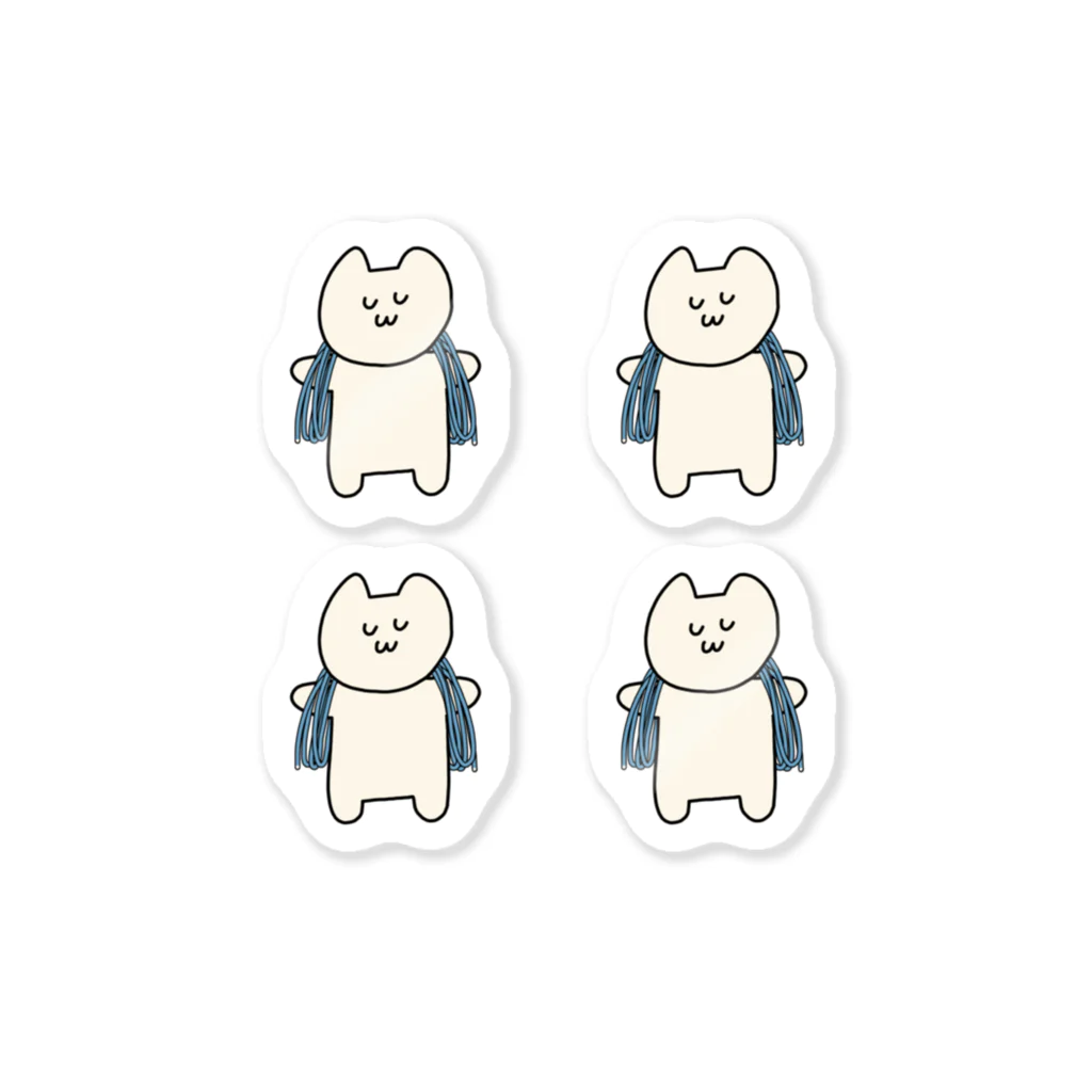 岩と猫の肩にロープをかけた猫ちゃんステッカーミニ Sticker