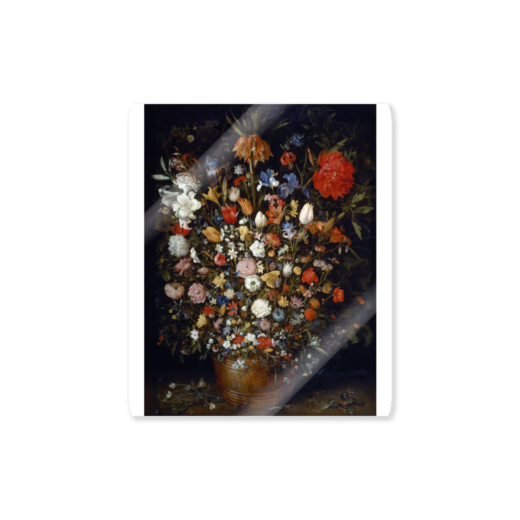 世界の絵画アートグッズのヤン・ブリューゲル（父）《木の器に咲く花》 ステッカー
