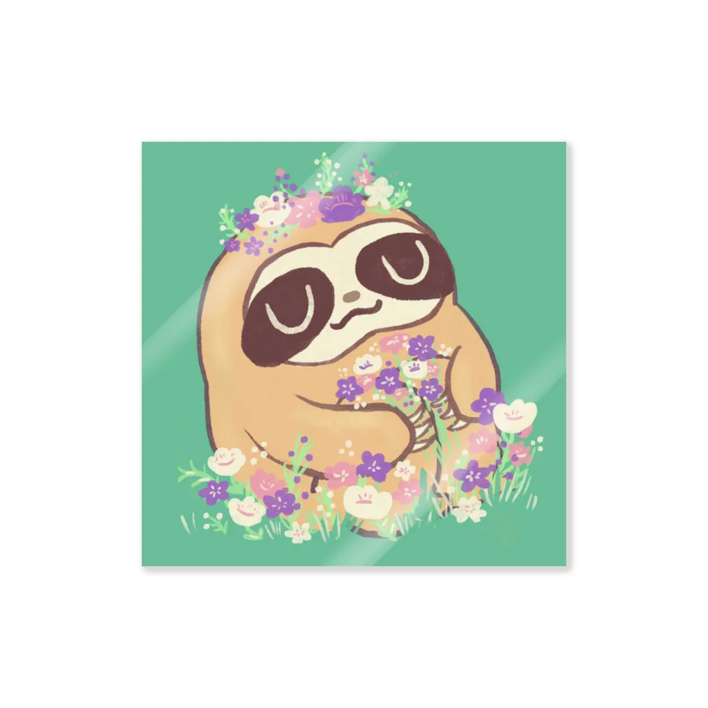 naty's doodlesのお花畑のナマケモノ Sticker