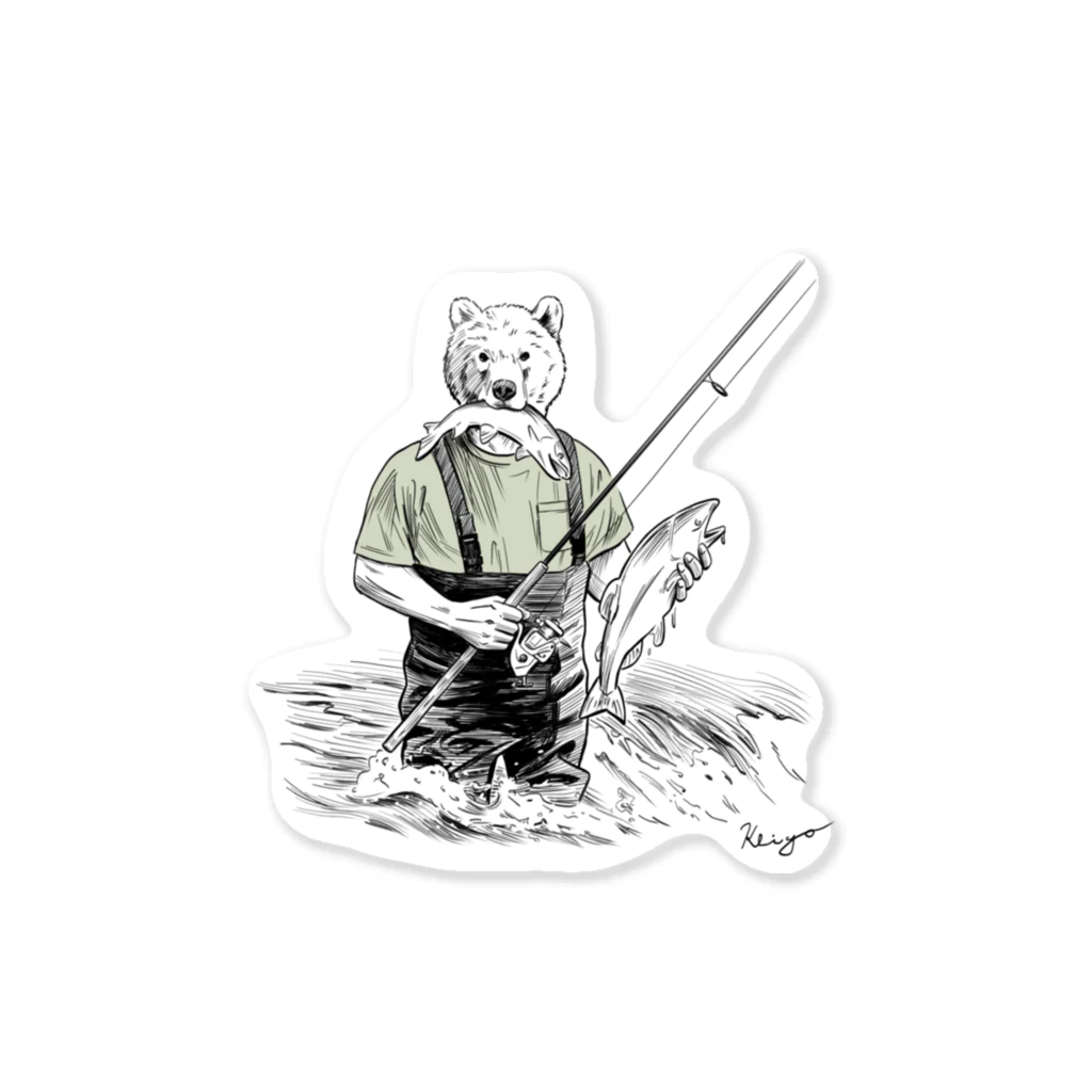 KEIGO YASUDAのBear Fishing Sticker