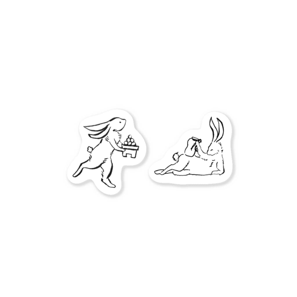 杜の魚のお月見うさぎ（団子＆酒） Sticker