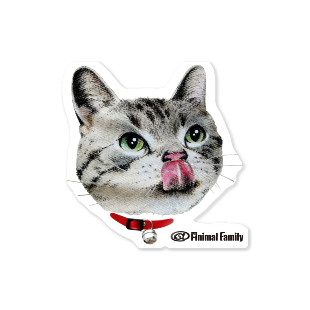 Animal Familyのねこ-1　ペロリ！美味しそう　イラスト Sticker