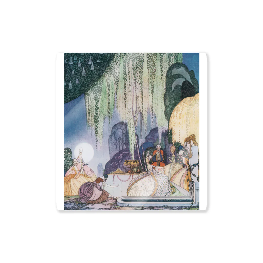 世界の絵画アートグッズのカイ・ニールセン「フェリシアまたは撫子の鉢」挿絵 ステッカー