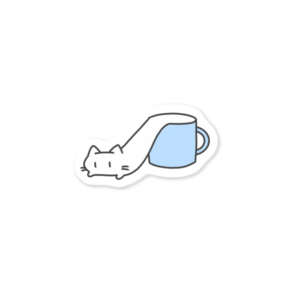 楽らげショップのコップから出るみずねこ Sticker