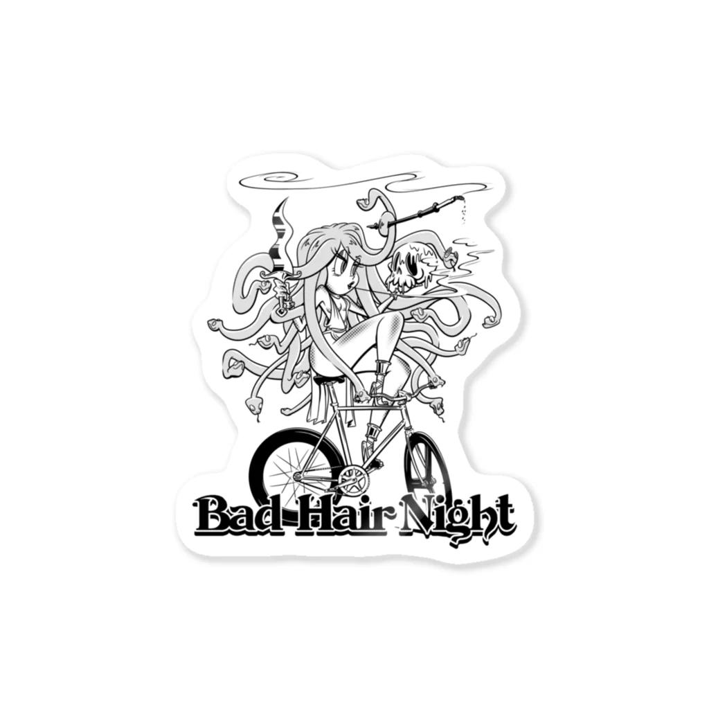 nidan-illustrationの“Bad Hair Night” ステッカー