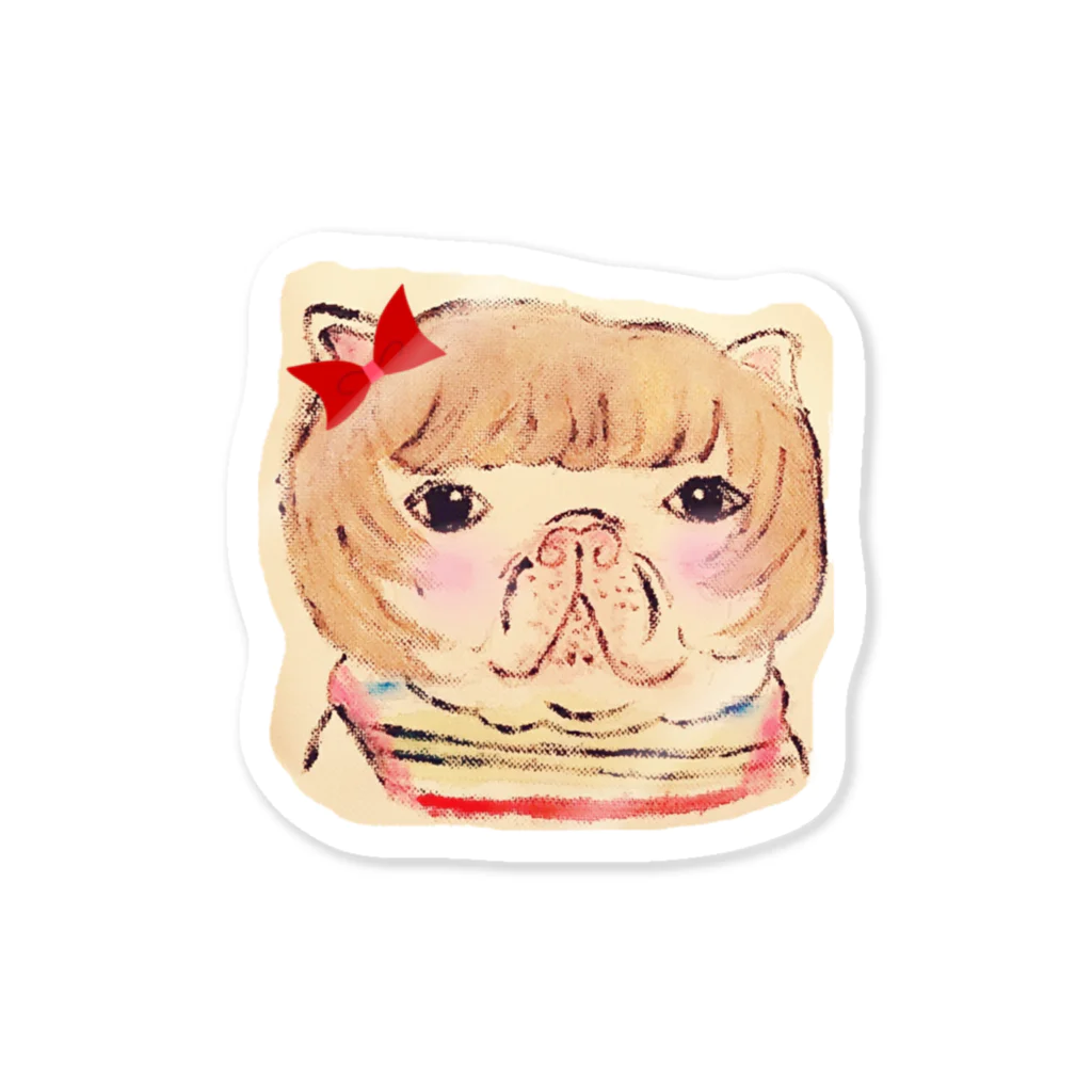 Kabapのフレンチブルドッグのカトリーヌちゃん🎀 顔型 Sticker