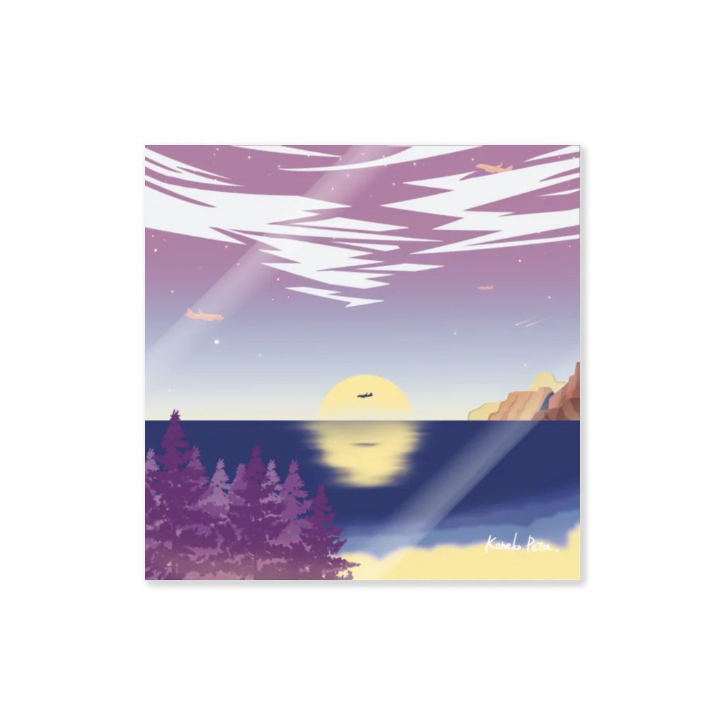 KanekoPetaのShimoda_purple_bule_pinkplane  Sticker