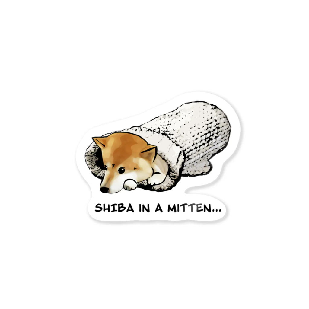 犬グッズの店しえるぶるーのミトンに入った柴犬 Sticker