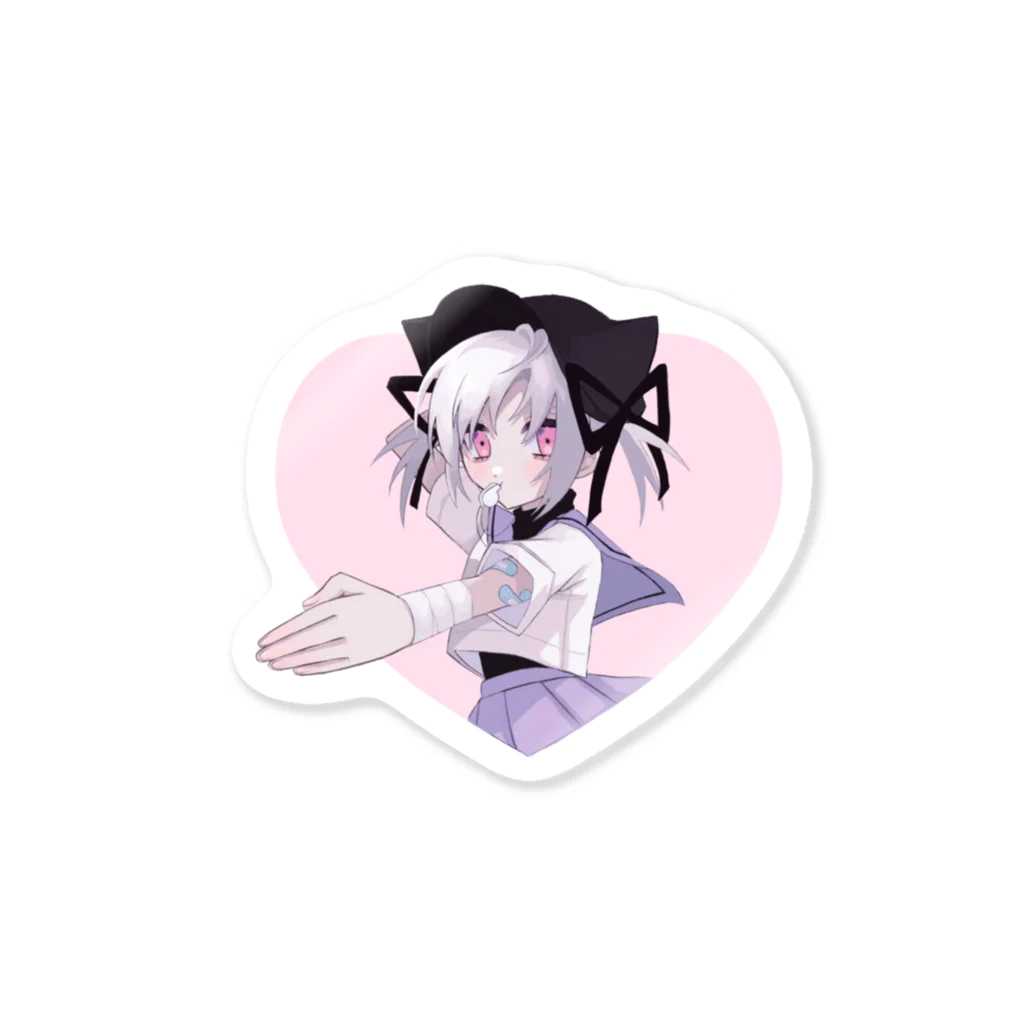 沈ムの応援ねこGirl Sticker