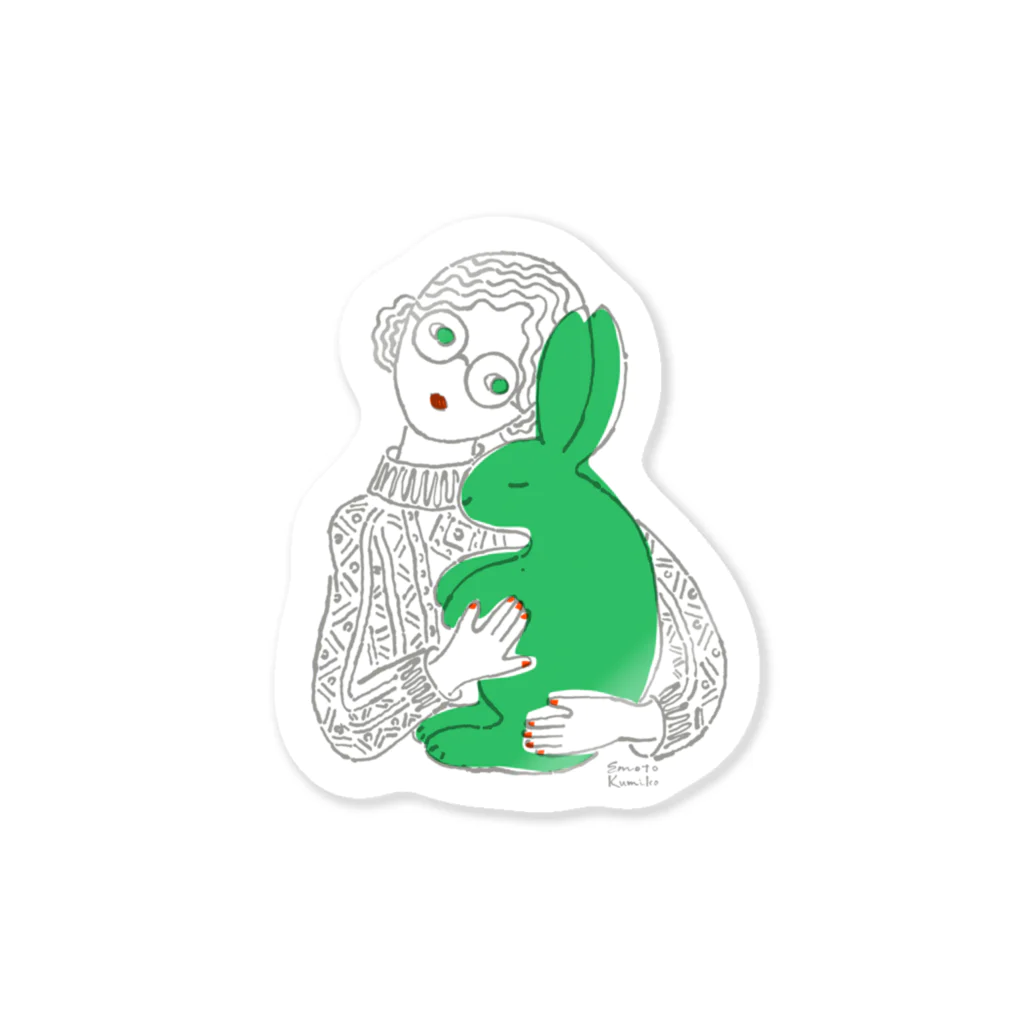 EMOTO KUMIKO'S STOCKの緑のうさぎ Sticker