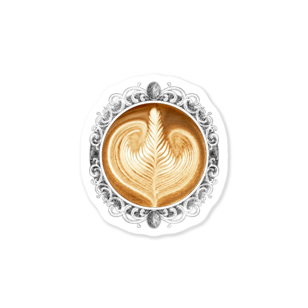 Prism coffee beanの【Lady's sweet coffee】ラテアート エレガンスリーフ Sticker