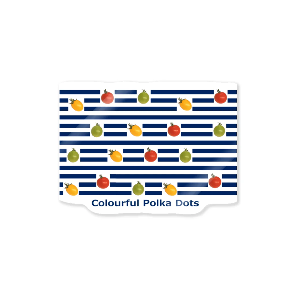 ホームタウンスター　Hometown Star のトマト柄（マリン）　Tomatoes in Stripes (Marine) Sticker