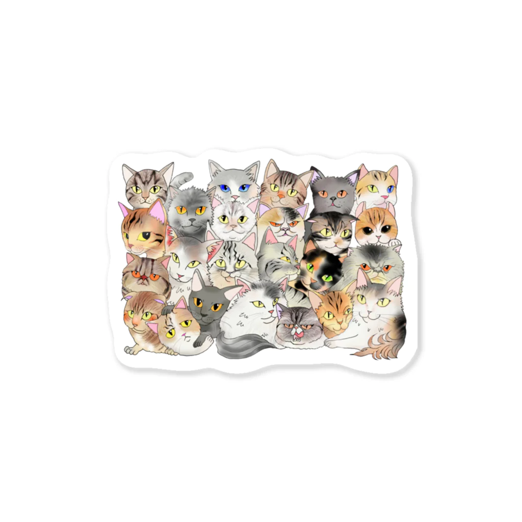 猫カフェにあにゃあグッズショップの猫カフェにあにゃあの愉快な仲間たち Sticker