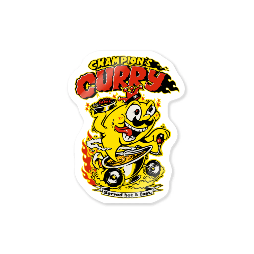 チャンピオンカレー＠SUZURI店のChampion's Curry×KENTOO "HOT ROD" Sticker